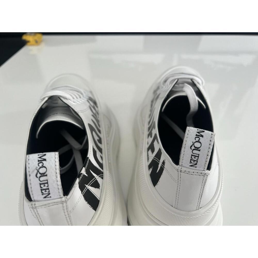 Alexander McQueen Tread Slick Lace-Up Sneakers White Graffiti Men’s 46 US 13 - Picture 3 of 11
